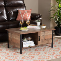 Baxton Studio SM-CT9058-Yosemile Oak-CT Baxton Studio Vaughan Modern and Contemporary Two-Tone Rustic Oak Brown and Black Finished Wood Coffee Table